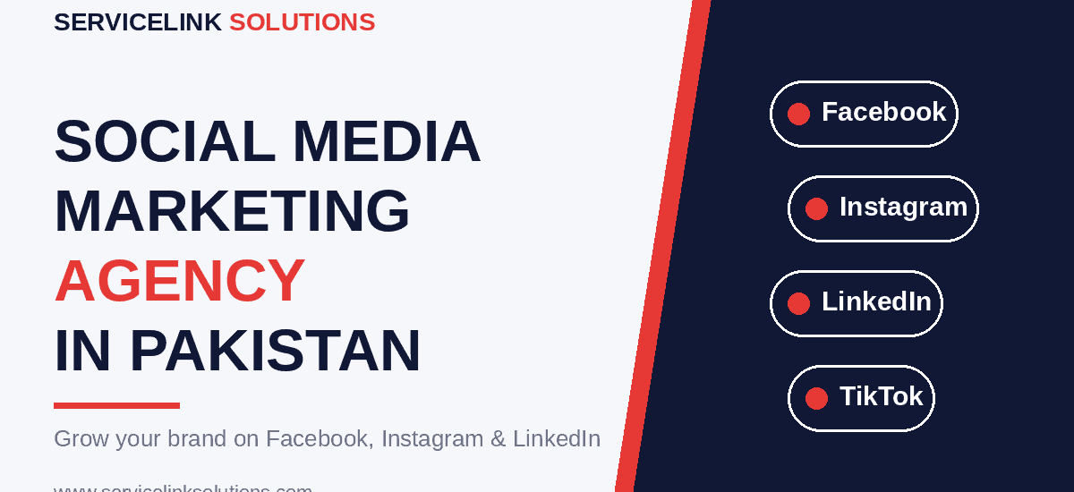 social media marketing agency in Pakistan - Facebook, Instagram, LinkedIn and TikTok marketing by Servicelink Solutions