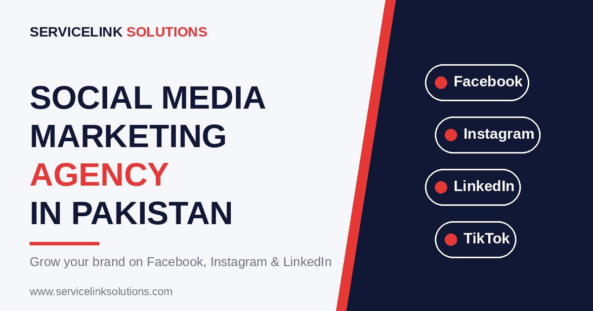 social media marketing agency in Pakistan - Facebook, Instagram, LinkedIn and TikTok marketing by Servicelink Solutions